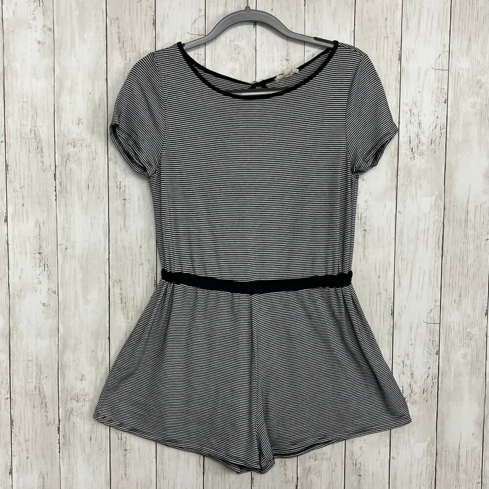 Rolla Coster Striped Short Sleeve Lightweight Open Back Short Jumper Romper
